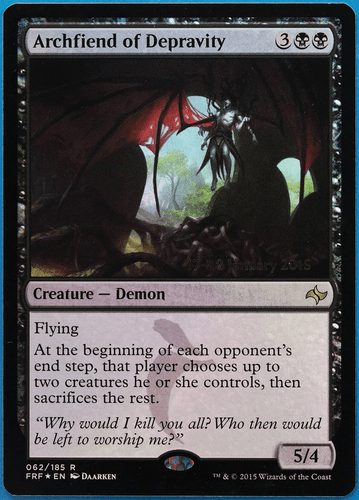 Archfiend of Depravity (Prerelease) FOIL Fate Reforged Promos NM (499814) - Picture 1 of 2