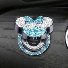Blue Crystal Rhinestones Car Engine Start Stop Button Cover, Zinc Metal, Interio