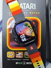 Atari 2600 Retro Play Watch W/ Games, Multicolor Silicone Band, Black Case