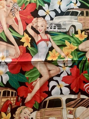 110x90 cm (1Yard) Alexander Henry 2006 Quiltstoff Aloha Girls Sommer Baumwolle 
