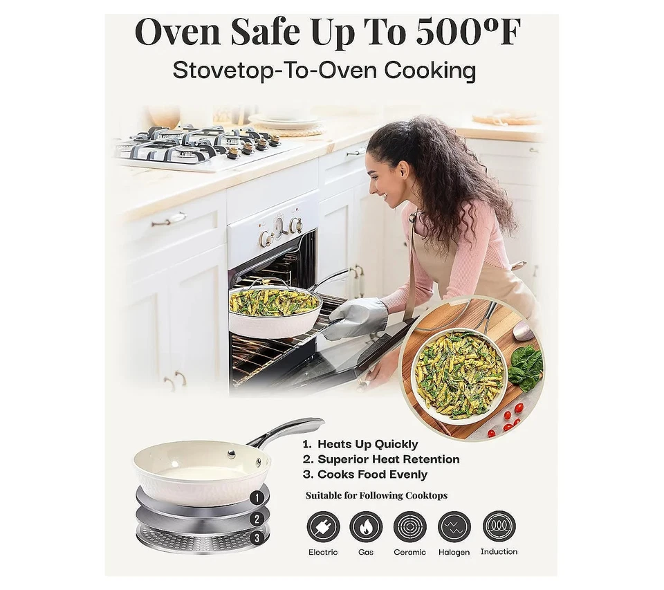 Juego de 15 utensilios de cocina y horneado Gotham Steel martillado crema Foto 3 de 4