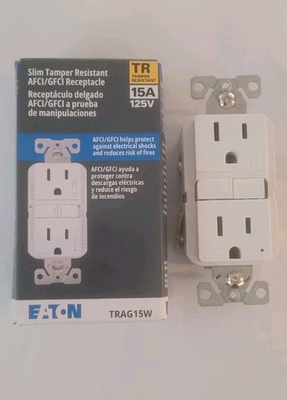 #ad Eaton Slim Tamper Resistant AFCI GFCI Receptacle TRAG15W White Bulk 1 100ct $799.99