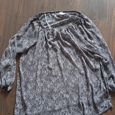 Janina Damen Tunika-Bluse Langarm Polyester Tiermuster Grau/Schwarz Gr. 52
