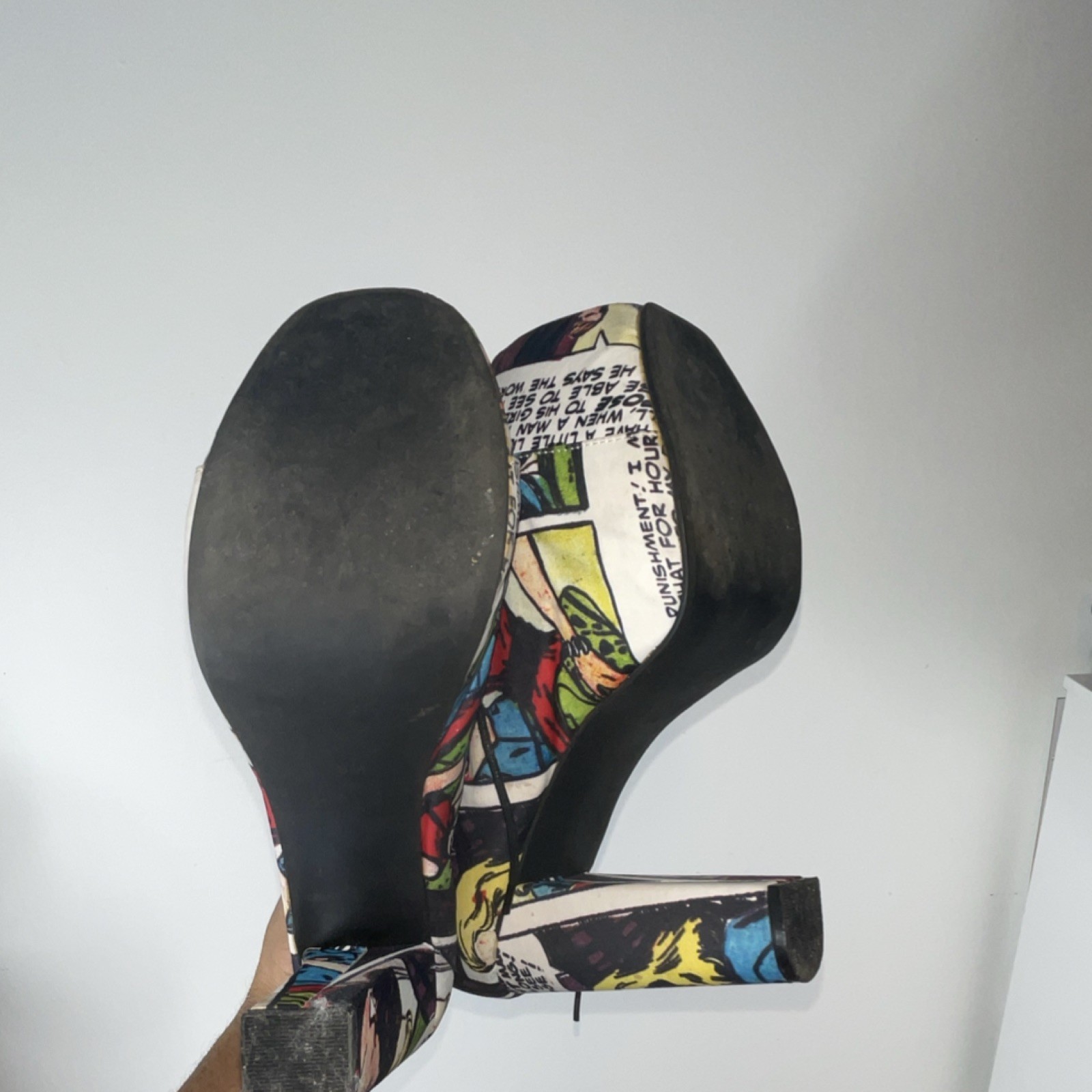 Bumper Comics Pattern Lace-Up Platform Block Heel… - image 5