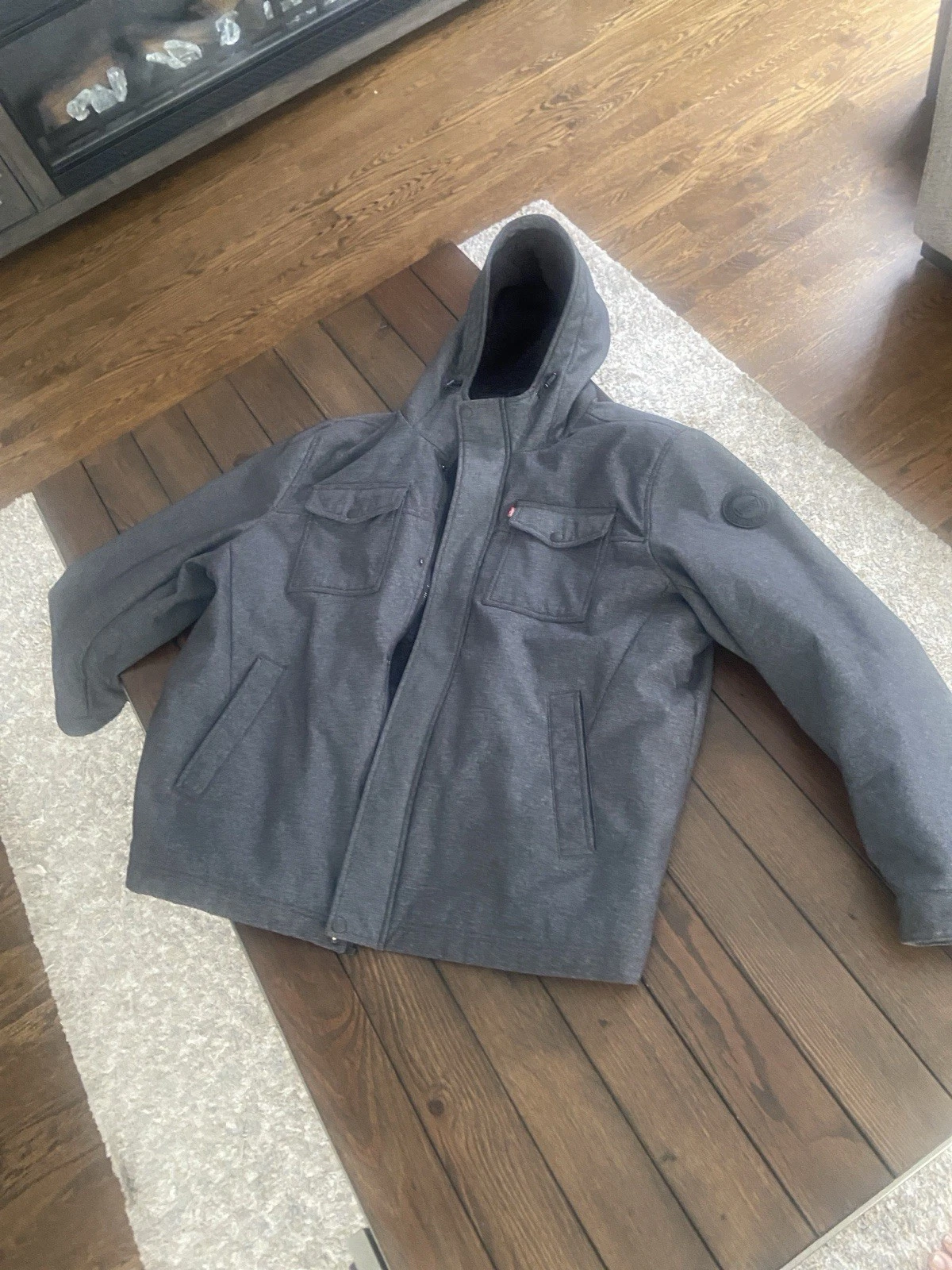 LEVI'S MEN'S SOFT SHELL HOODED Sherpa STORM COAT - SIZE: MEN ‘S -XXLGRAPHITE