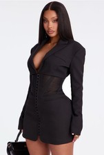 Miranda Mesh Cut Out Blazer Mini Dress Women's Size M