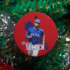 Marcus Semien Inspired Design Ceramic Christmas Ornament - Texas Fans Tribute