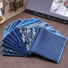 Blue Floral Pocket Square Paisley High Quality Vintage Handkerchief for Suit