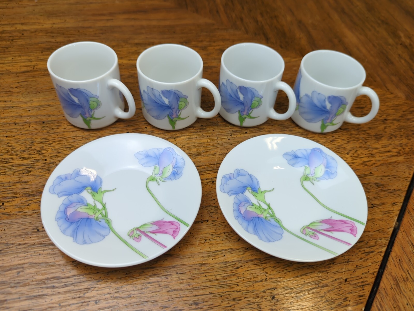 4 Cups 2 Plates Toscany Collection VIOLA Porcelain Plate Iris Japan -2 Full Sets