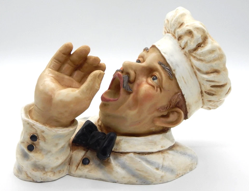 Vintage Delightful Chef Drinking Wine Resin Bottle 11"H x 12"L x 8"W Holder - Image 3 of 4