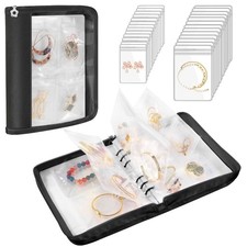 Travel Jewelry Organizer Case, Jewelry Storage Book Transparent Jewelry Binde...