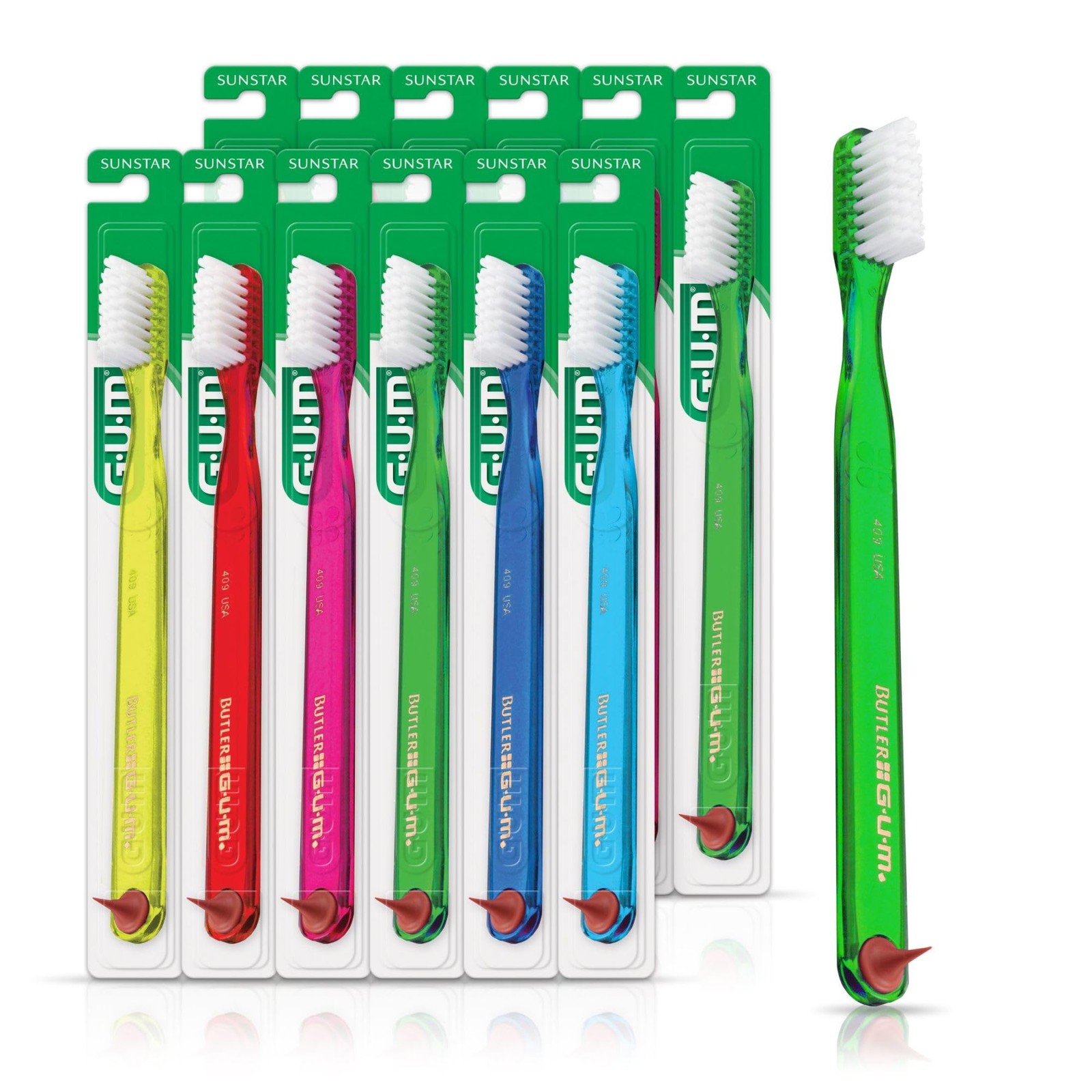 GUM Classic Soft Toothbrush, Includes Rubber Tip Dental Pick