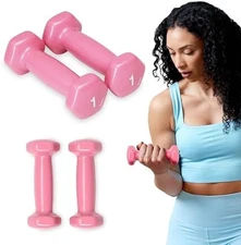 Vinyl coated dumbbells set of 2 free weights for home workouts