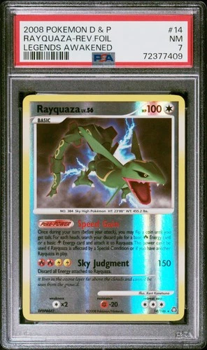 Rayquaza-Rev.Foil Pokemon Diamond & Pearl Legends Awakened 14 NM PSA 7