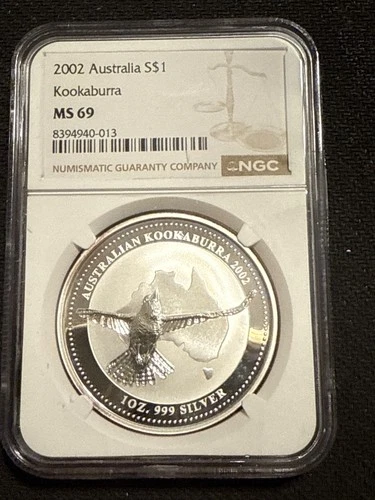 2002 Australia Kookaburra 1oz .999 Silver NGC MS69 (RARE)