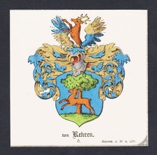 19.Jh. von Rehren Wappen Heraldik coat of arms heraldry Chromo Lithographie