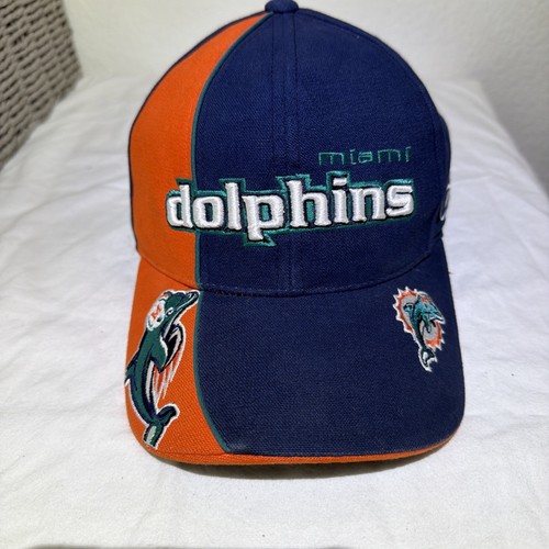 Reebok Pro Line Miami Dolphins Strapback Hat Cap NFL Football Orange Teal