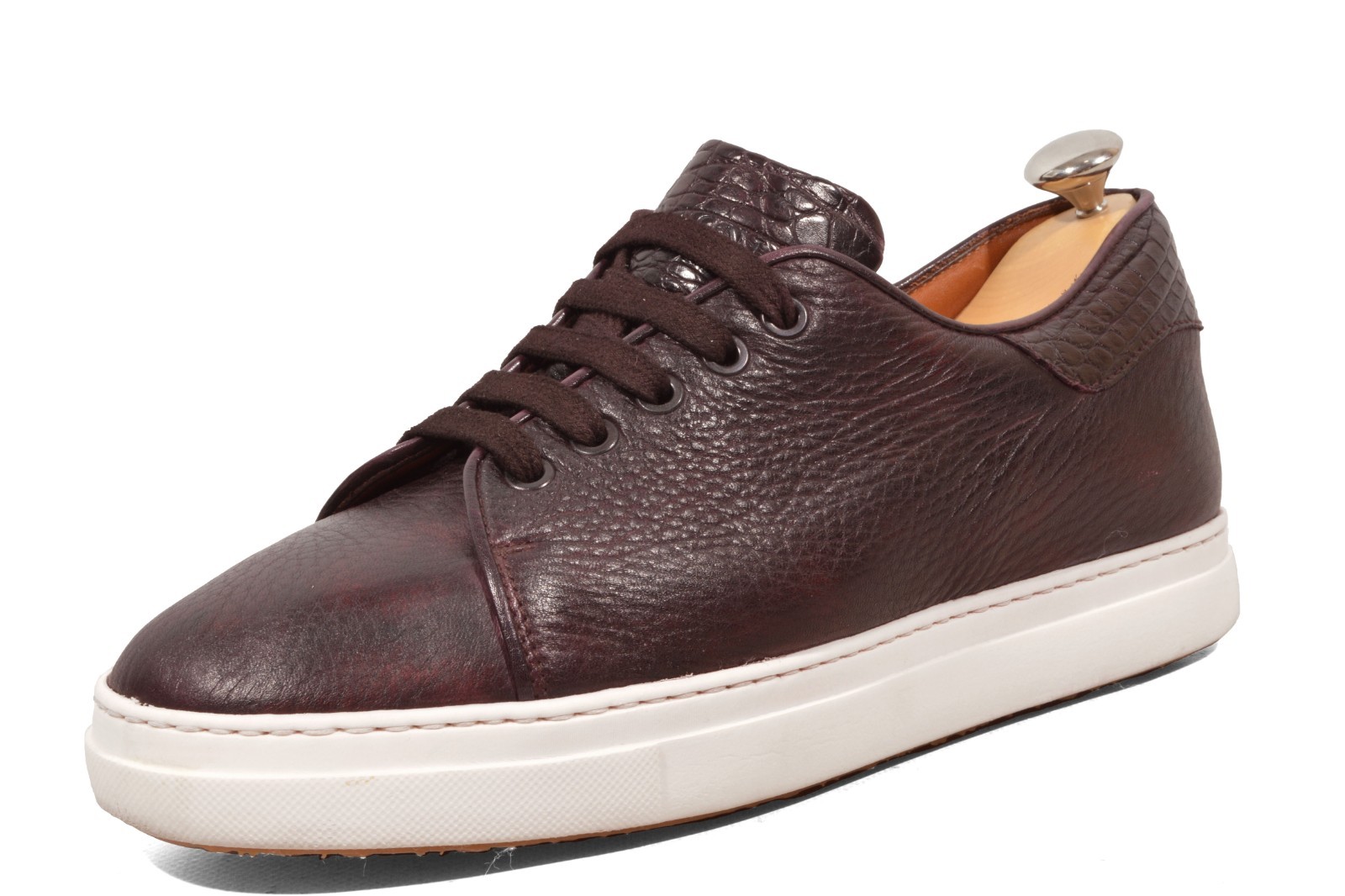 FREE US TARIFF- 1100$ BONTONI Burgundy CROCODILE sneakers zilli UK6/US7 shoes image 3