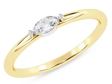 IGI 1/10 Ct Marquise Lab Grown Diamond Solitaire Stackable Ring 14K Yellow Gold