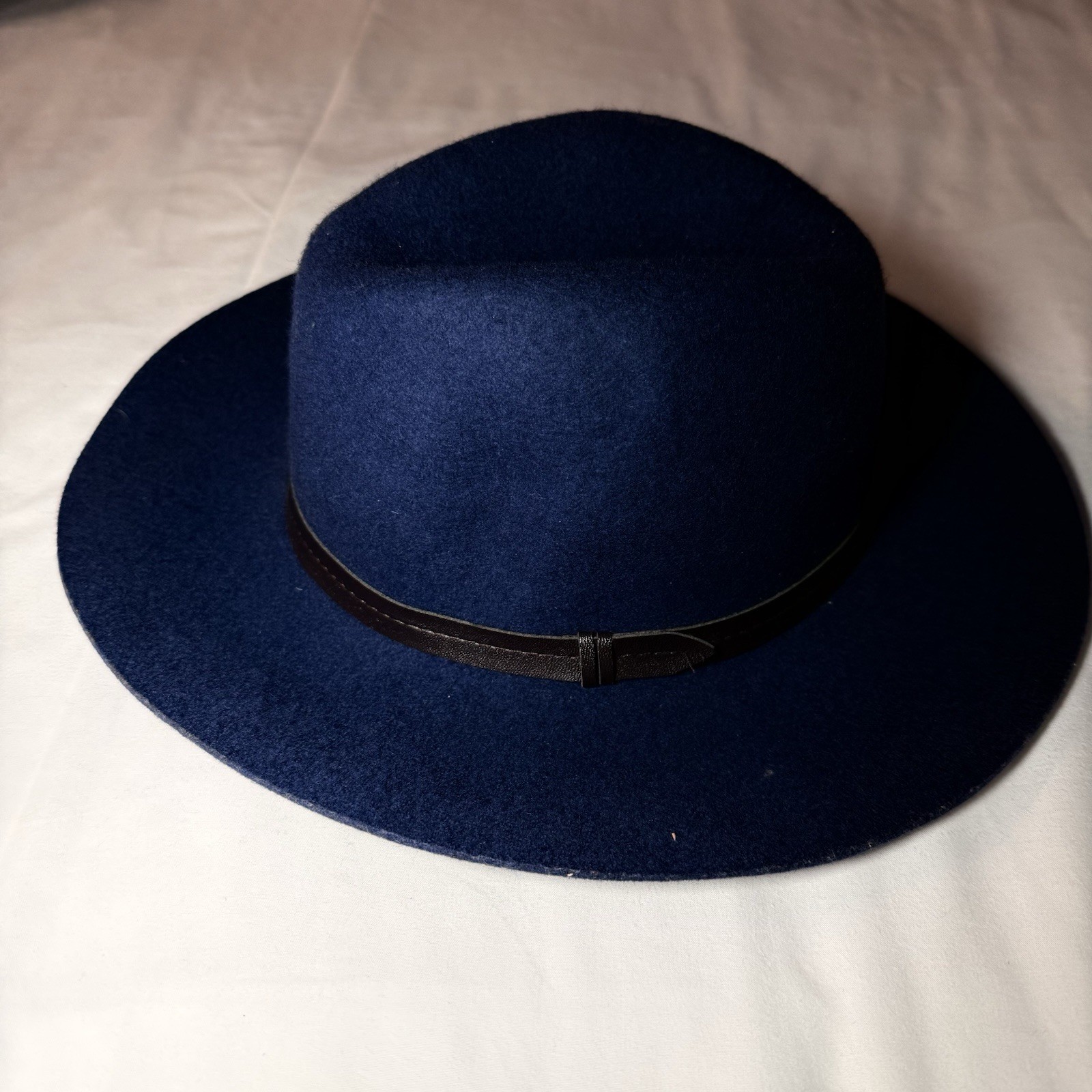 Blue Solid Fedora Hat Unisex Small/medium  Classi… - image 2