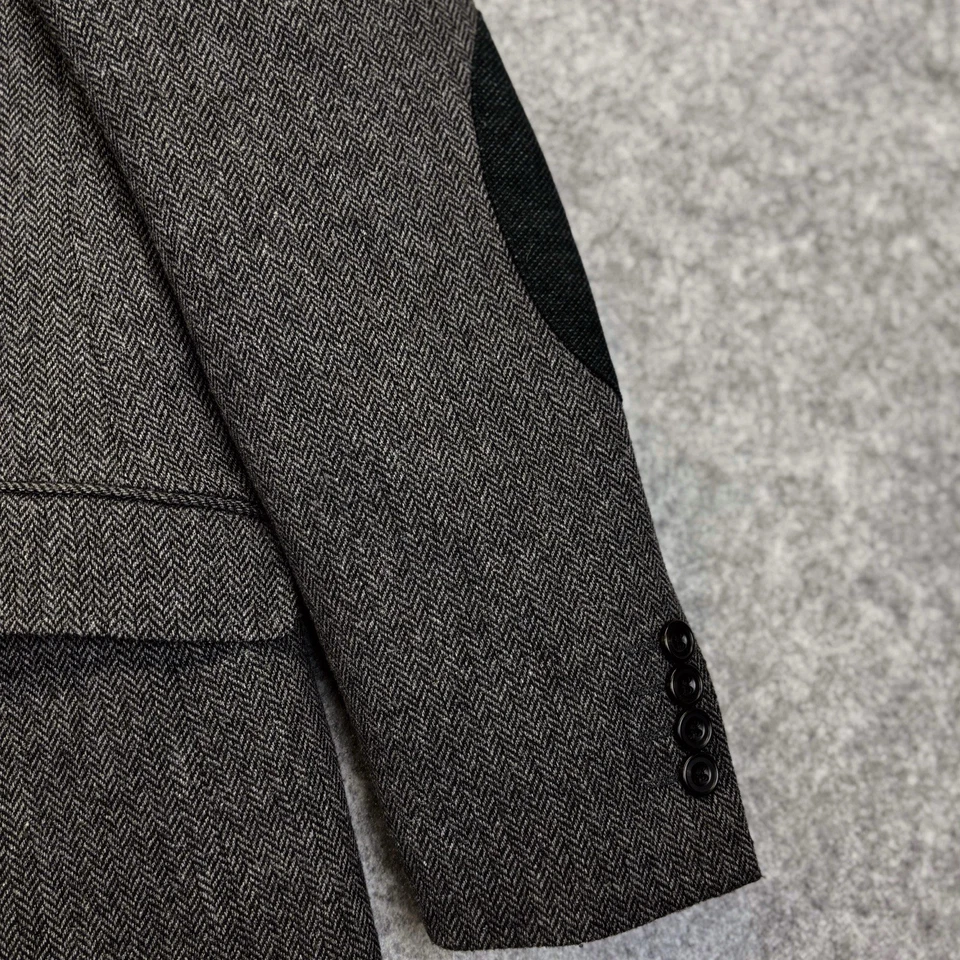 Next herringbone blazer jacket size UK 38R Tailored Fit Brown mix Elbow Patches - Image 3 of 4