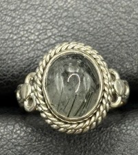 New Condition Sterling Silver Black Rutile Ring Size 7