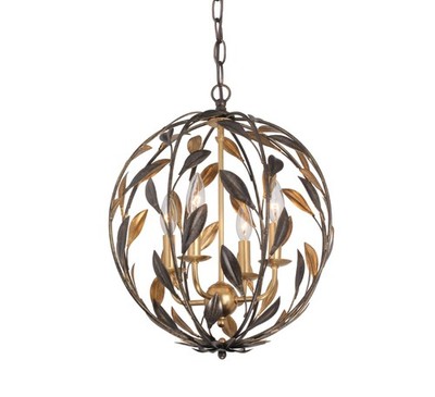 Crystorama Lighting Group 504 Bronze/Gold Broche 4-Light 16''W Globe Chandelier