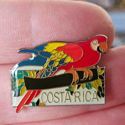 Costa Rica Scarlet Macaw Parrot Bird Enamel Lapel Pin Souvenir