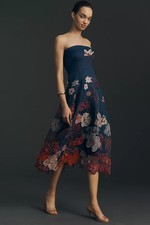 Anthropologie - Maeve Strapless Floral Chiffon Midi Dress - Sale OFF