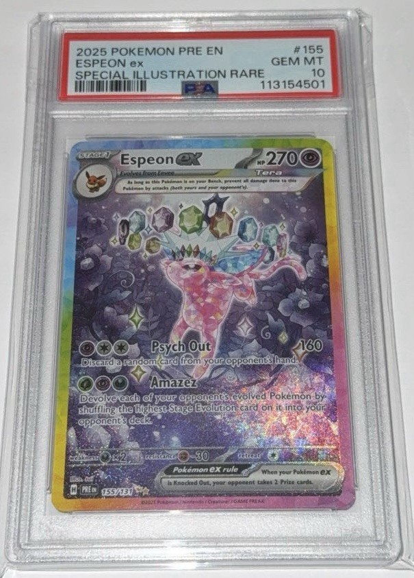 2025 POKEMON PRE EN-PRISMATIC EVOLUTIONS #155 ESPEON EX PSA 10