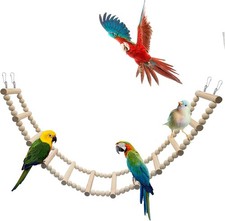 Enchanting 12-Step Wooden Bird Ladder Bridge - Perfect for Small Pets at Play