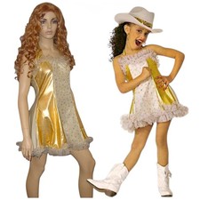 Tennessee Star Adult Medium Dance Costume Metallic Gold Foil Ruffle Tap Dress