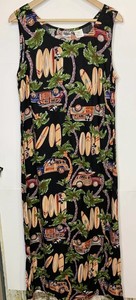 Disney-Catalog-Womens-Summer-Dress-Size-Medium-Black-Mickey-Surf-Woody-GUC