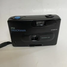 Ansco Pix Panorama Black Wireless Built-in-Flash Portable 35mm Film Camera