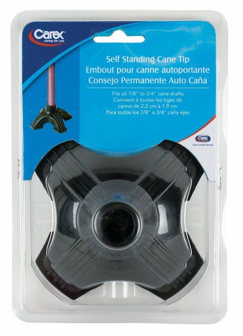 Carex Health Brands Self Standing Four Pronged Cane Tip NonSlip Rubber