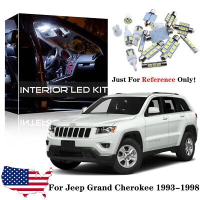 7x White LED Interior Lights Package Kit For 1993-1998 Jeep Grand Cherokee ZJ