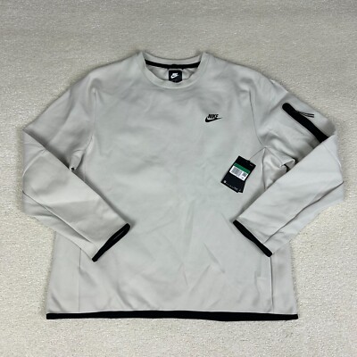 Nike Sweatshirt Mens XLarge Ivory Cream Light Bone Sportswear Tech Fleece Crew