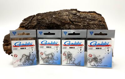 Gamakatsu Worm 39 Hook Black Gr. 1 2 3 4 Wurmhaken Haken mit Öhr NEW OVP