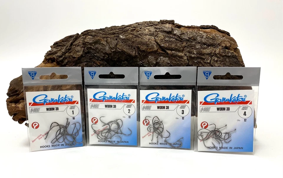 Gamakatsu Worm 39 Hook Black Gr. 1 2 3 4 Wurmhaken Haken mit Öhr NEW OVP - Bild 1 von 1
