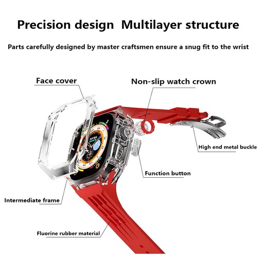 Do Apple Watch Ultra 49mm Przezroczysta obudowa Gumowa taśma Silikon Str - Zdjęcie 6 z 34