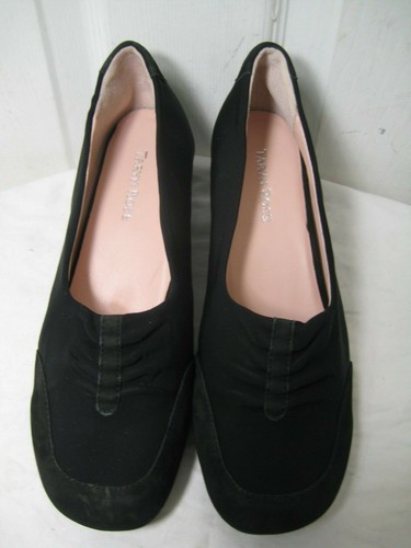 Taryn Rose Ranita Black Stretch Fabric / Suede Trim Leather Wedge Shoes Size 8.5 - Picture 5 of 12