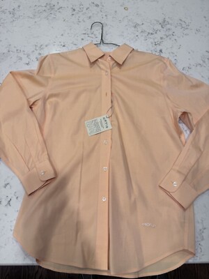Orvis Shirt Womens 6 Orange Oxford Long Sleeve Wrinkle Free Button Down