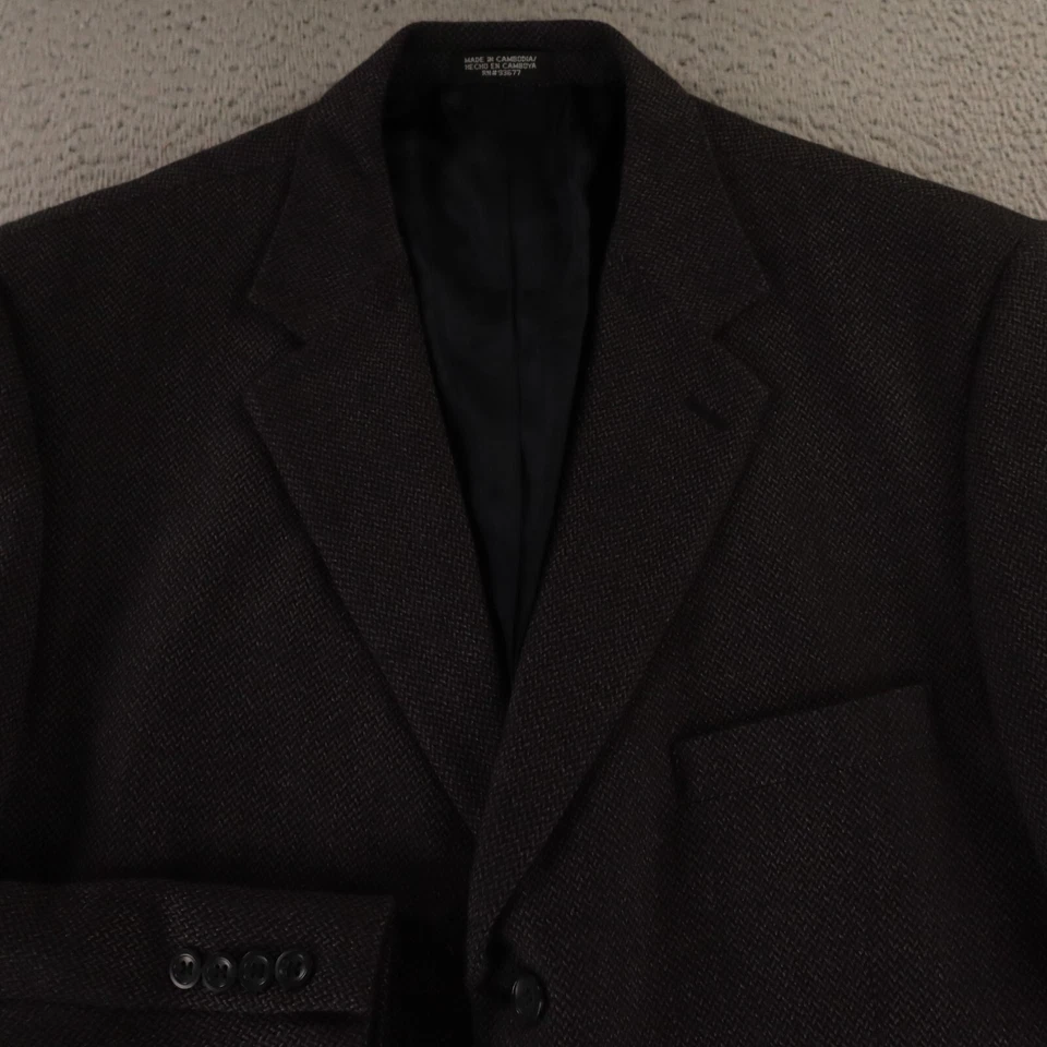 Chaqueta Tweed XL Gris Marrón Estrecho Espiga 100% Lana Cachemira Blazer 46R Foto 2 de 4