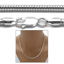 925 Sterling Silver Round Hollow Snake Chain Necklace 3.5mm 100 Gauge 