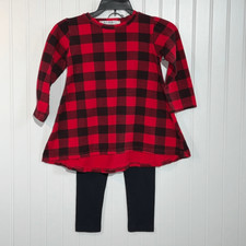 AeBai Red Buffalo Plaid 2 Piece Legging Set Girls 5