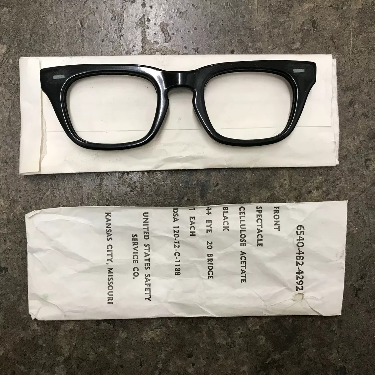 NOS USS US Army Safety Glasses, 44 x 20 Front Frame Only 1970 L-37