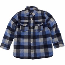 NWT GAP Kids Boy's Shirt Jacket Sz L Lined Insulated Plaid Blue Gray 594753