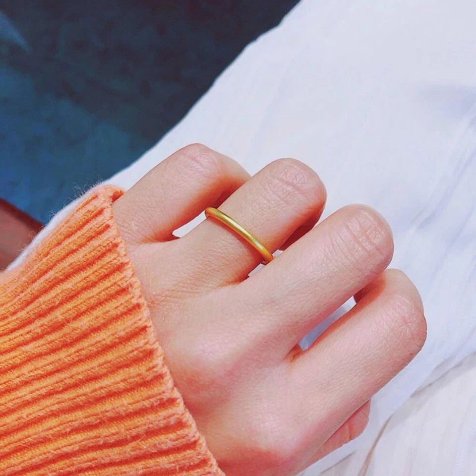 1PCs Pure 999 24K Yellow Gold 3D Satin Finish Circle Band Ring US7 Women Gift - Image 4 of 4