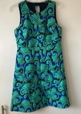 J. Crew Green Blue Vineyard Jacquard Sleeveless A-Line Dress Size 4