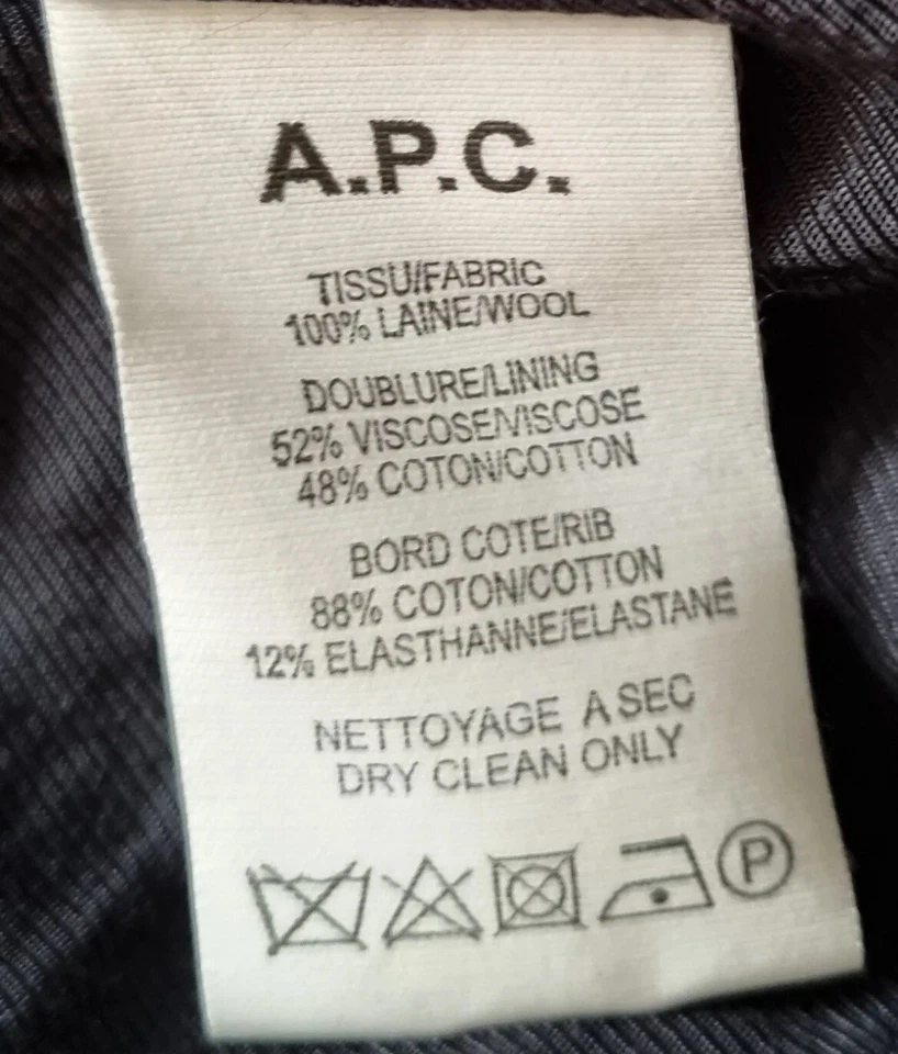 APC A.P.C. MENS BOMBER JACKET IN NAVY BLACK WOOL HERRINGBONE Size M/L - Image 3 of 4